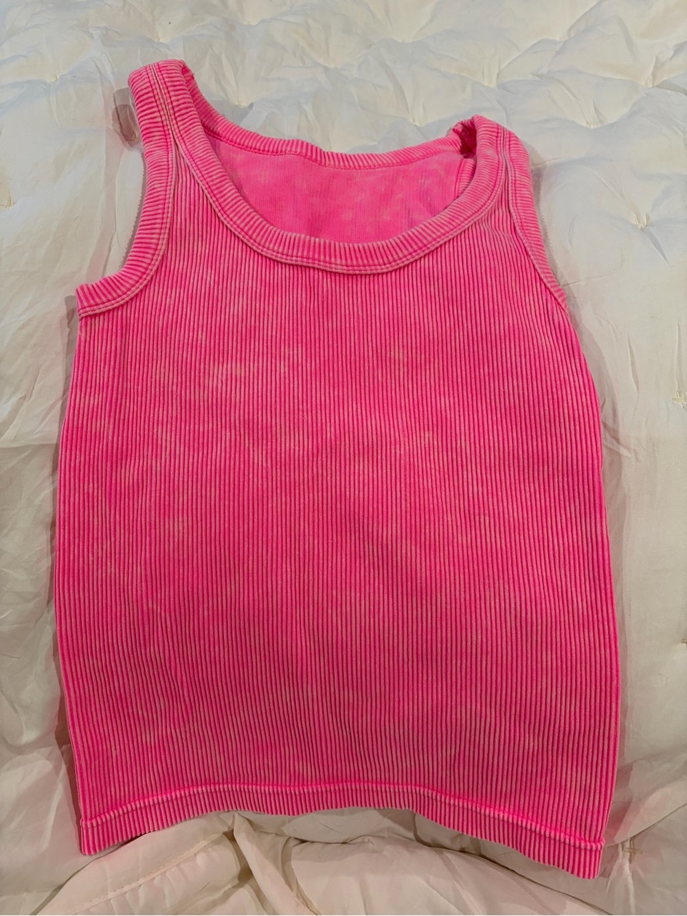 Zenana Women’s Stone Washed Ribbed Seamless Tank Pink L/XL NWOT